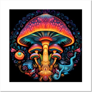 Colorful Psychedelic Mushrooms Posters and Art